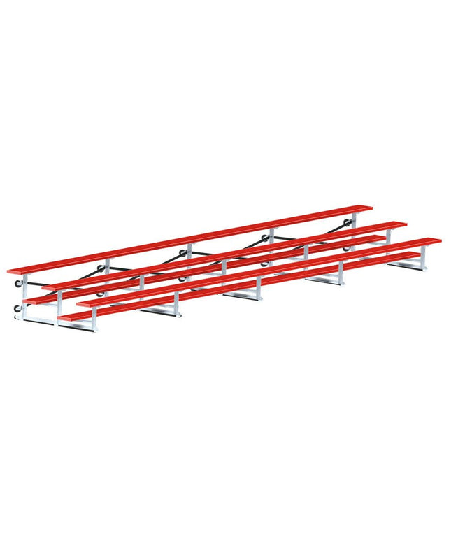 Jaypro Sports Bleacher - 27 ft. (3 Row - Single Foot Plank) - Tip & Roll (Powder Coated) BLCH-327TRGPC - Play and Sync