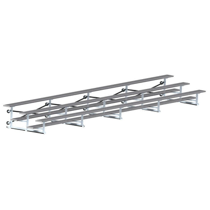 Jaypro Sports Bleacher - 27 ft. (3 Row - Single Foot Plank) - Tip & Roll (Powder Coated) BLCH-327TRGPC - Play and Sync