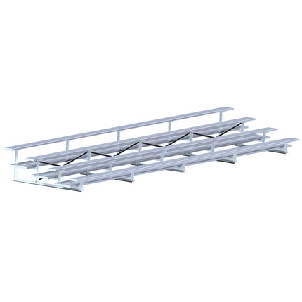 Jaypro Sports Bleacher - 27 ft. (4 Row - Double Foot Plank) - All Aluminum | BLDP - 427AL BLDP-427AL - Play and Sync