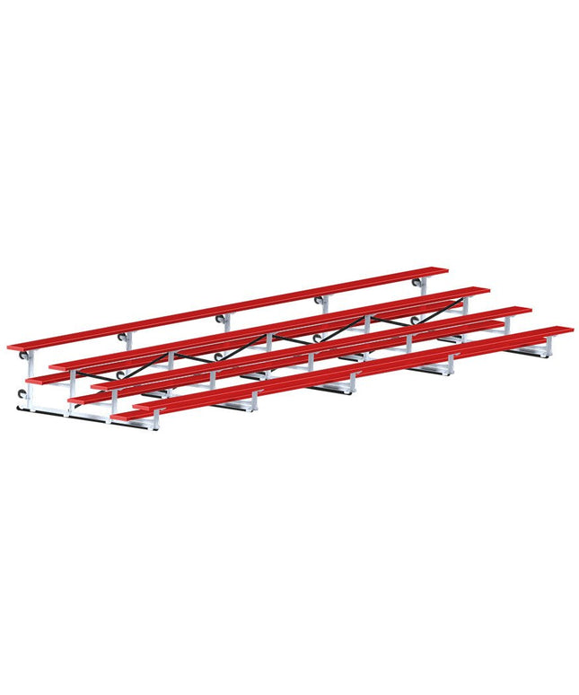 Jaypro Sports Bleacher - 27 ft. (4 Row - Single Foot Plank) - Tip & Roll (Powder Coated) BLCH-427TRGPC - Play and Sync