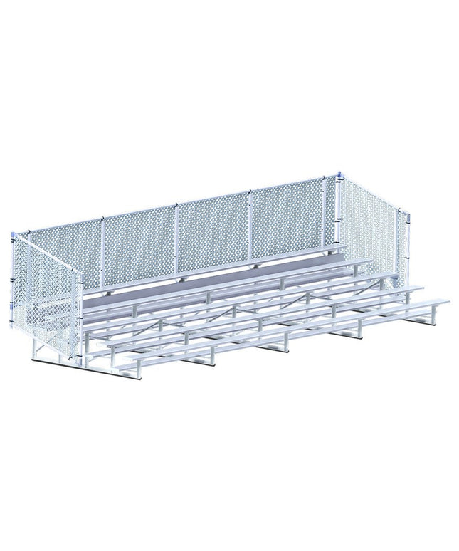 Jaypro Sports Bleacher - 27 ft. (5 Row - Single Foot Plank with Chain Link Rail) - Enclosed | BLCH - 527C BLCH-527C - Play and Sync