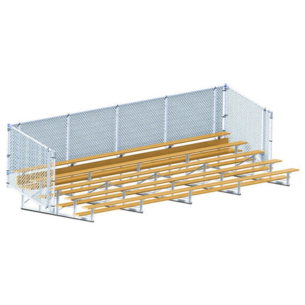 Jaypro Sports Bleacher - 27 ft. (5 Row - Single Foot Plank with Chain Link Rail) - Enclosed (Powder Coated) BLCH-527CPC - Play and Sync