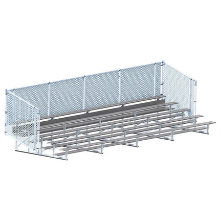Jaypro Sports Bleacher - 27 ft. (5 Row - Single Foot Plank with Chain Link Rail) - Enclosed (Powder Coated) BLCH-527CPC - Play and Sync