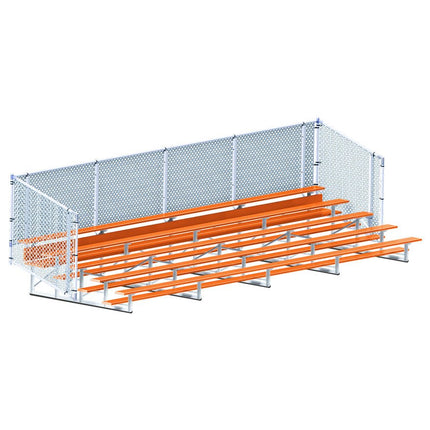 Jaypro Sports Bleacher - 27 ft. (5 Row - Single Foot Plank with Chain Link Rail) - Enclosed (Powder Coated) BLCH-527CPC - Play and Sync