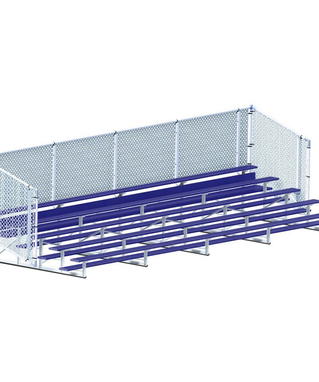 Jaypro Sports Bleacher - 27 ft. (5 Row - Single Foot Plank with Chain Link Rail) - Enclosed (Powder Coated) BLCH-527CPC - Play and Sync