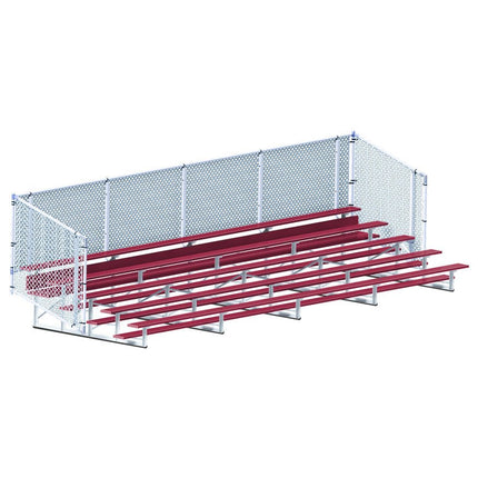 Jaypro Sports Bleacher - 27 ft. (5 Row - Single Foot Plank with Chain Link Rail) - Enclosed (Powder Coated) BLCH-527CPC - Play and Sync