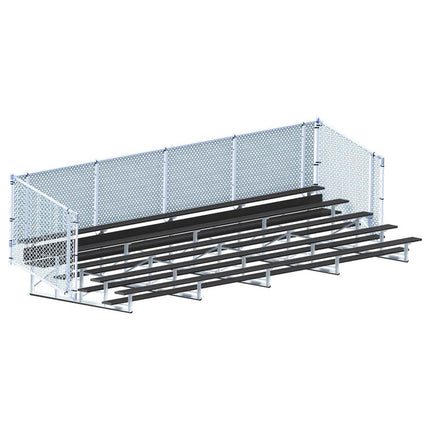 Jaypro Sports Bleacher - 27 ft. (5 Row - Single Foot Plank with Chain Link Rail) - Enclosed (Powder Coated) BLCH-527CPC - Play and Sync