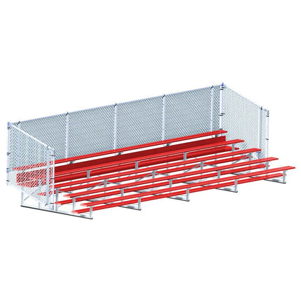 Jaypro Sports Bleacher - 27 ft. (5 Row - Single Foot Plank with Chain Link Rail) - Enclosed (Powder Coated) BLCH-527CPC - Play and Sync