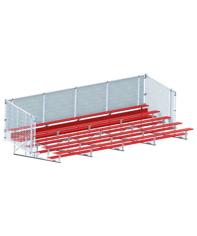 Jaypro Sports Bleacher - 27 ft. (5 Row - Single Foot Plank with Chain Link Rail) - Enclosed (Powder Coated) BLCH-527CPC - Play and Sync