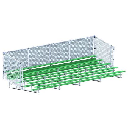 Jaypro Sports Bleacher - 27 ft. (5 Row - Single Foot Plank with Chain Link Rail) - Enclosed (Powder Coated) BLCH-527CPC - Play and Sync