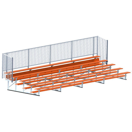 Jaypro Sports Bleacher - 27 ft. (5 Row - Single Foot Plank with Guard Rail) - Enclosed (Powder Coated) BLCH-527GRPC - Play and Sync