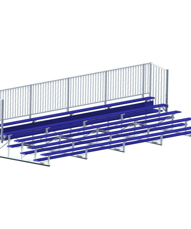 Jaypro Sports Bleacher - 27 ft. (5 Row - Single Foot Plank with Guard Rail) - Enclosed (Powder Coated) BLCH-527GRPC - Play and Sync
