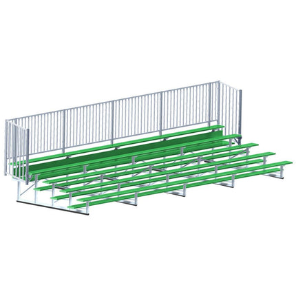 Jaypro Sports Bleacher - 27 ft. (5 Row - Single Foot Plank with Guard Rail) - Enclosed (Powder Coated) BLCH-527GRPC - Play and Sync