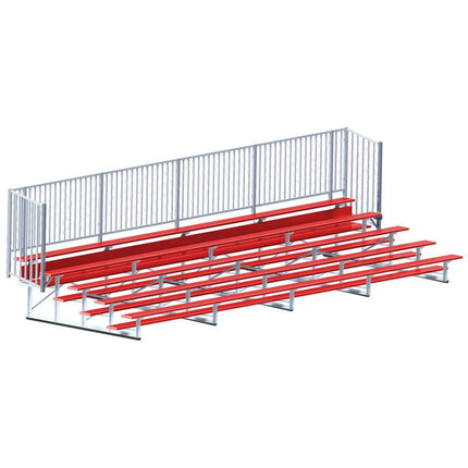 Jaypro Sports Bleacher - 27 ft. (5 Row - Single Foot Plank with Guard Rail) - Enclosed (Powder Coated) BLCH-527GRPC - Play and Sync
