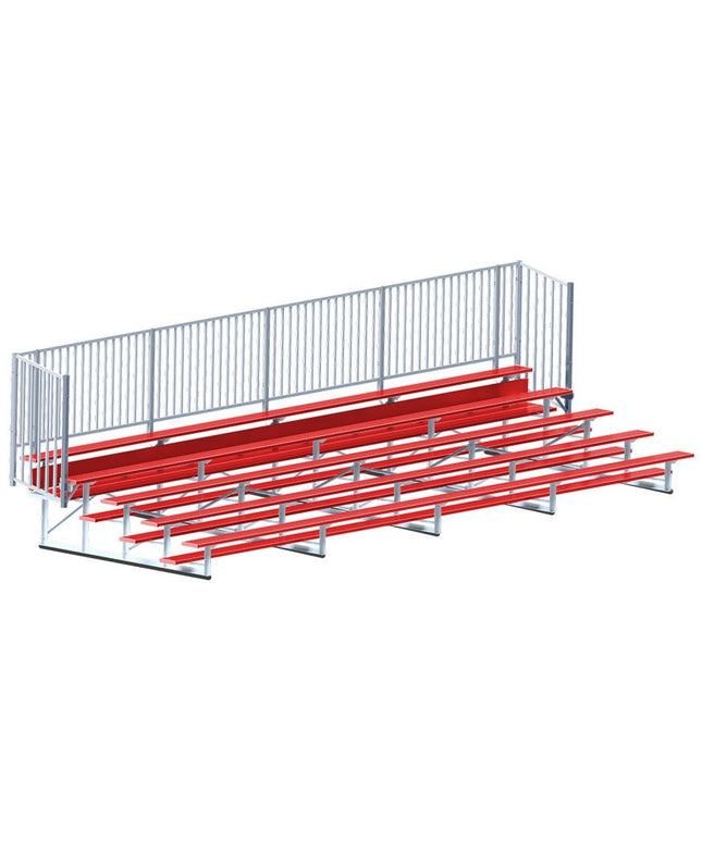 Jaypro Sports Bleacher - 27 ft. (5 Row - Single Foot Plank with Guard Rail) - Enclosed (Powder Coated) BLCH-527GRPC - Play and Sync