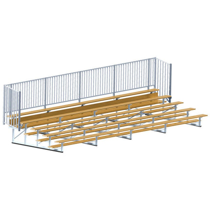 Jaypro Sports Bleacher - 27 ft. (5 Row - Single Foot Plank with Guard Rail) - Enclosed (Powder Coated) BLCH-527GRPC - Play and Sync
