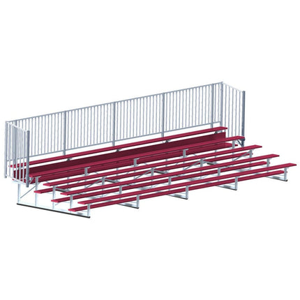 Jaypro Sports Bleacher - 27 ft. (5 Row - Single Foot Plank with Guard Rail) - Enclosed (Powder Coated) BLCH-527GRPC - Play and Sync
