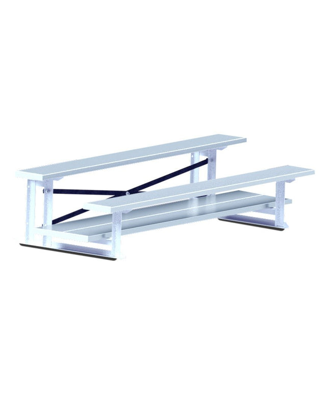 Jaypro Sports Bleacher - 7 - 1/2 ft. (2 Row - Double Foot Plank) - All Aluminum | BLDP - 275AL BLDP-275AL - Play and Sync