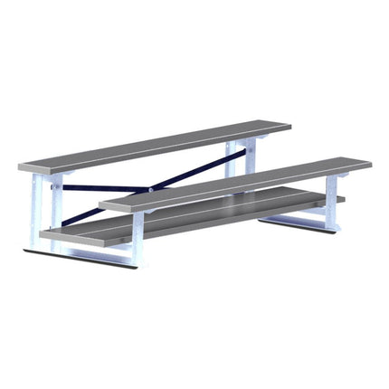 Jaypro Sports Bleacher - 7 - 1/2 ft. (2 Row - Double Foot Plank) - All Aluminum (Powder Coated) BLDP-275ALPC - Play and Sync