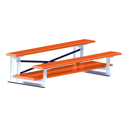 Jaypro Sports Bleacher - 7 - 1/2 ft. (2 Row - Double Foot Plank) - All Aluminum (Powder Coated) BLDP-275ALPC - Play and Sync