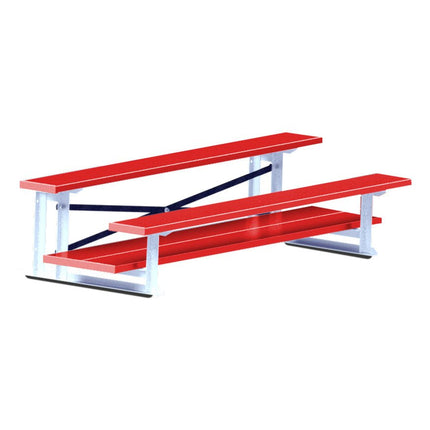 Jaypro Sports Bleacher - 7 - 1/2 ft. (2 Row - Double Foot Plank) - All Aluminum (Powder Coated) BLDP-275ALPC - Play and Sync