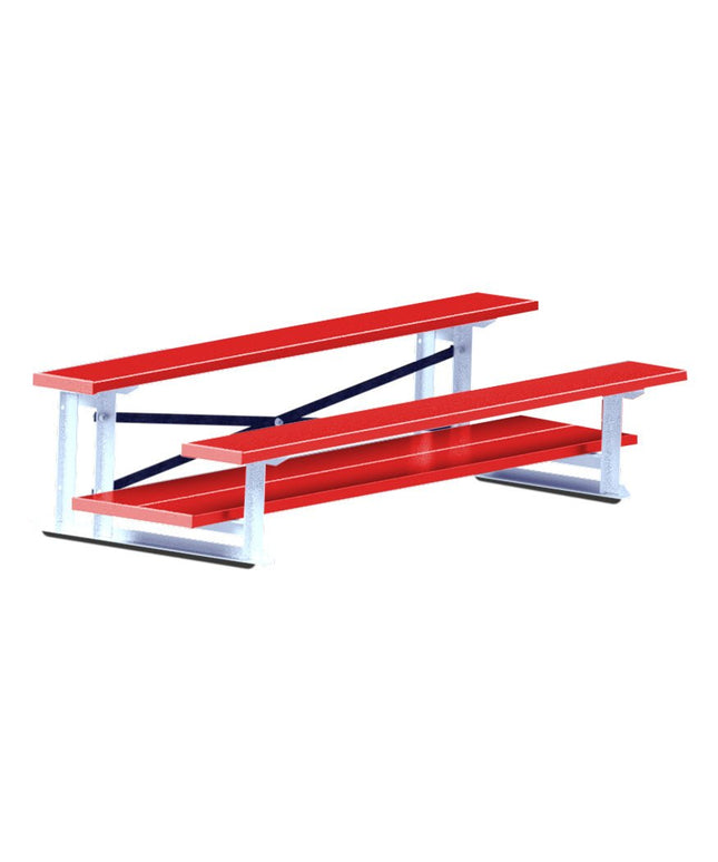Jaypro Sports Bleacher - 7 - 1/2 ft. (2 Row - Double Foot Plank) - All Aluminum (Powder Coated) BLDP-275ALPC - Play and Sync