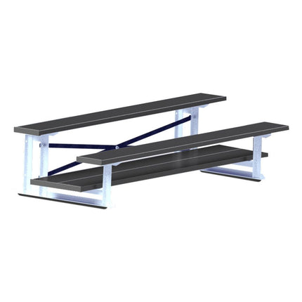 Jaypro Sports Bleacher - 7 - 1/2 ft. (2 Row - Double Foot Plank) - All Aluminum (Powder Coated) BLDP-275ALPC - Play and Sync