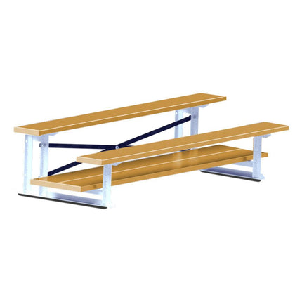 Jaypro Sports Bleacher - 7 - 1/2 ft. (2 Row - Double Foot Plank) - All Aluminum (Powder Coated) BLDP-275ALPC - Play and Sync