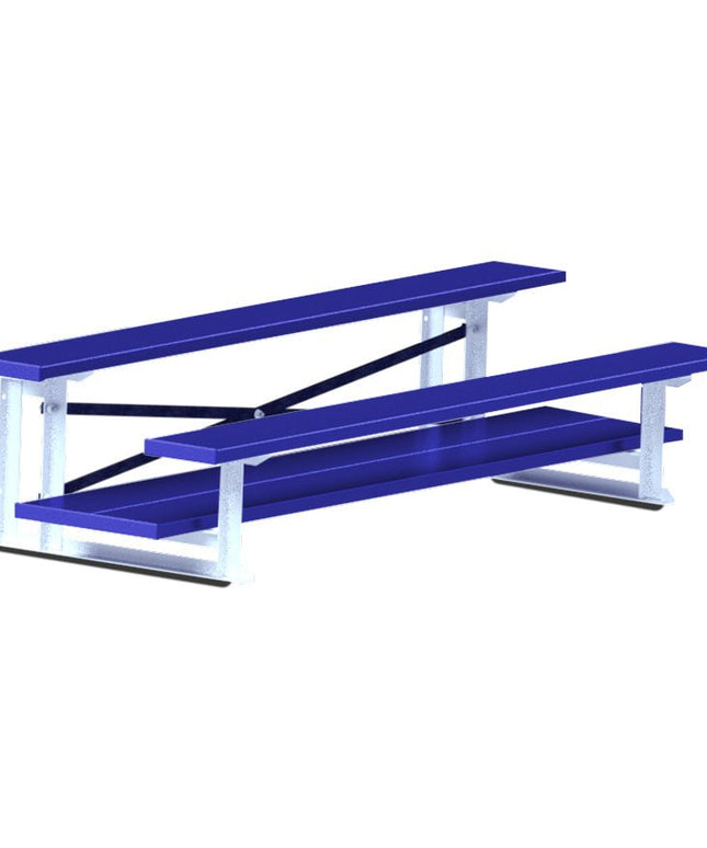 Jaypro Sports Bleacher - 7 - 1/2 ft. (2 Row - Double Foot Plank) - All Aluminum (Powder Coated) BLDP-275ALPC - Play and Sync