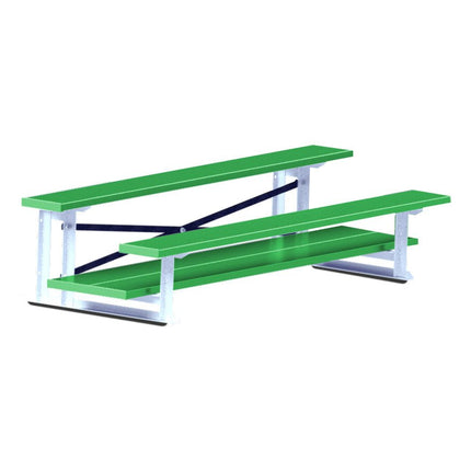 Jaypro Sports Bleacher - 7 - 1/2 ft. (2 Row - Double Foot Plank) - All Aluminum (Powder Coated) BLDP-275ALPC - Play and Sync