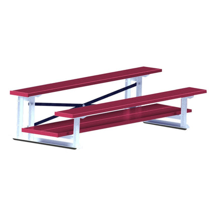 Jaypro Sports Bleacher - 7 - 1/2 ft. (2 Row - Double Foot Plank) - All Aluminum (Powder Coated) BLDP-275ALPC - Play and Sync