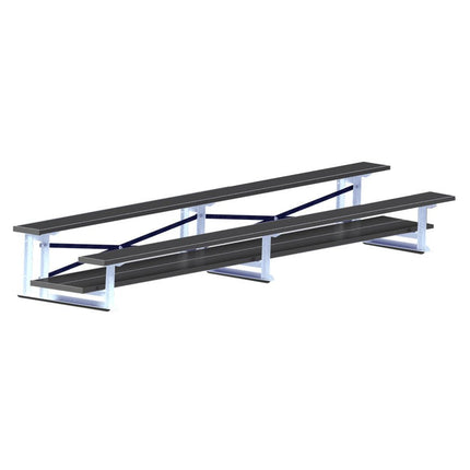 Jaypro Sports Bleacher - 7 - 1/2 ft. (2 Row - Double Foot Plank) (Powder Coated) BLDP-2ALPC - Play and Sync