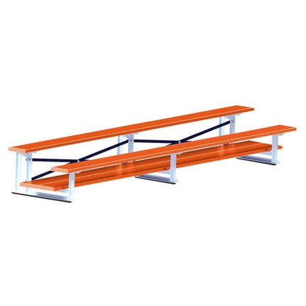 Jaypro Sports Bleacher - 7 - 1/2 ft. (2 Row - Double Foot Plank) (Powder Coated) BLDP-2ALPC - Play and Sync