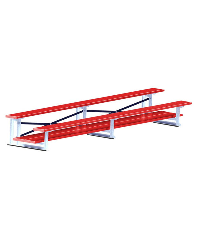 Jaypro Sports Bleacher - 7 - 1/2 ft. (2 Row - Double Foot Plank) (Powder Coated) BLDP-2ALPC - Play and Sync