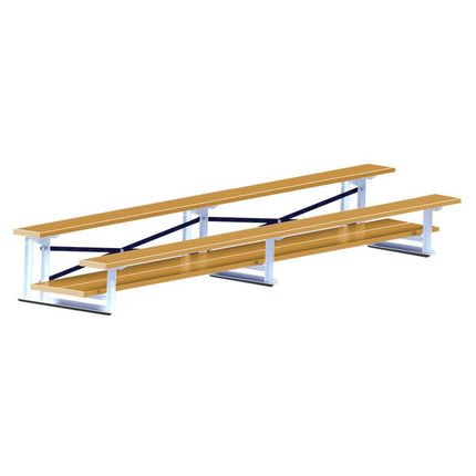 Jaypro Sports Bleacher - 7 - 1/2 ft. (2 Row - Double Foot Plank) (Powder Coated) BLDP-2ALPC - Play and Sync