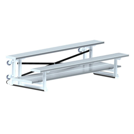 Jaypro Sports Bleacher - 7 - 1/2 ft. (2 Row - Double Foot Plank) - Tip & Roll | BLDP - 275TRG BLDP-275TRG - Play and Sync