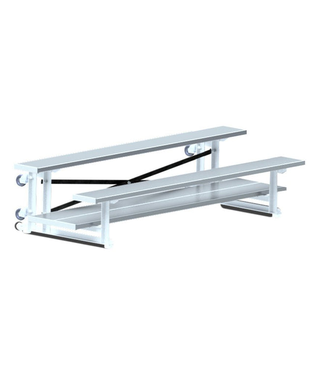 Jaypro Sports Bleacher - 7 - 1/2 ft. (2 Row - Double Foot Plank) - Tip & Roll | BLDP - 275TRG BLDP-275TRG - Play and Sync