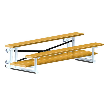Jaypro Sports Bleacher - 7 - 1/2 ft. (2 Row - Double Foot Plank) - Tip & Roll (Powder Coated) BLDP-275TRGPC - Play and Sync