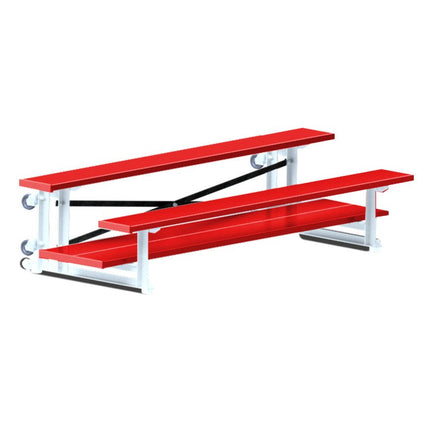 Jaypro Sports Bleacher - 7 - 1/2 ft. (2 Row - Double Foot Plank) - Tip & Roll (Powder Coated) BLDP-275TRGPC - Play and Sync