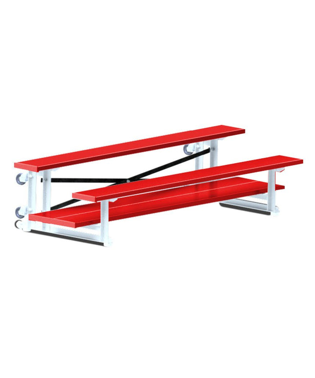 Jaypro Sports Bleacher - 7 - 1/2 ft. (2 Row - Double Foot Plank) - Tip & Roll (Powder Coated) BLDP-275TRGPC - Play and Sync