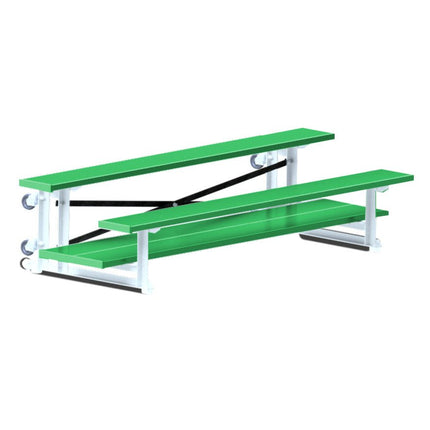 Jaypro Sports Bleacher - 7 - 1/2 ft. (2 Row - Double Foot Plank) - Tip & Roll (Powder Coated) BLDP-275TRGPC - Play and Sync