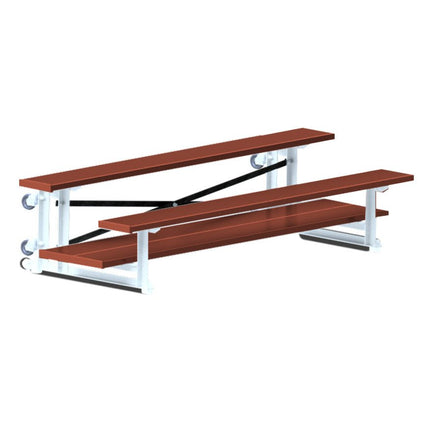 Jaypro Sports Bleacher - 7 - 1/2 ft. (2 Row - Double Foot Plank) - Tip & Roll (Powder Coated) BLDP-275TRGPC - Play and Sync