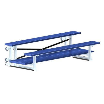 Jaypro Sports Bleacher - 7 - 1/2 ft. (2 Row - Double Foot Plank) - Tip & Roll (Powder Coated) BLDP-275TRGPC - Play and Sync