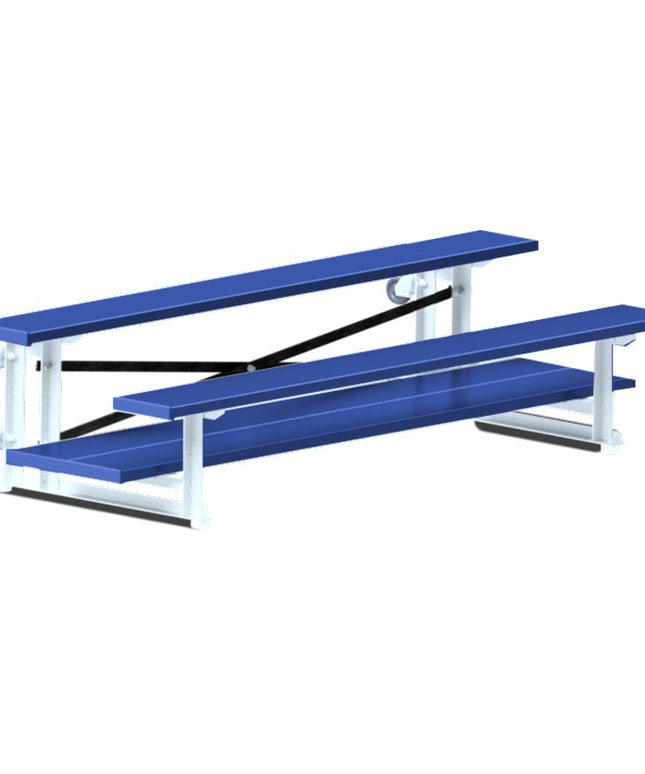 Jaypro Sports Bleacher - 7 - 1/2 ft. (2 Row - Double Foot Plank) - Tip & Roll (Powder Coated) BLDP-275TRGPC - Play and Sync