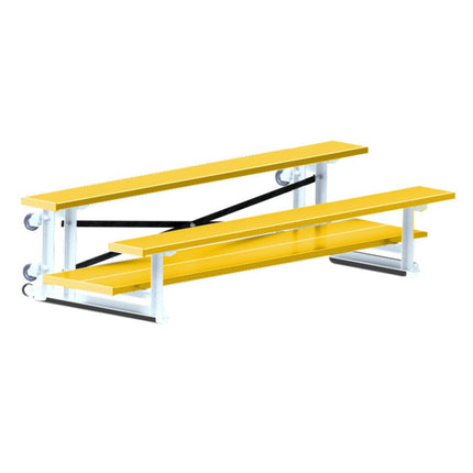 Jaypro Sports Bleacher - 7 - 1/2 ft. (2 Row - Double Foot Plank) - Tip & Roll (Powder Coated) BLDP-275TRGPC - Play and Sync