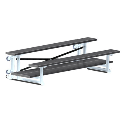 Jaypro Sports Bleacher - 7 - 1/2 ft. (2 Row - Double Foot Plank) - Tip & Roll (Powder Coated) BLDP-275TRGPC - Play and Sync