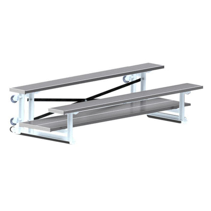 Jaypro Sports Bleacher - 7 - 1/2 ft. (2 Row - Double Foot Plank) - Tip & Roll (Powder Coated) BLDP-275TRGPC - Play and Sync
