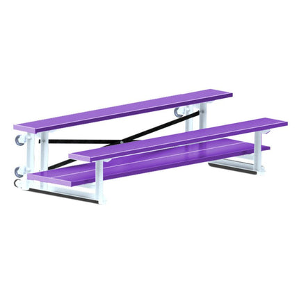 Jaypro Sports Bleacher - 7 - 1/2 ft. (2 Row - Double Foot Plank) - Tip & Roll (Powder Coated) BLDP-275TRGPC - Play and Sync