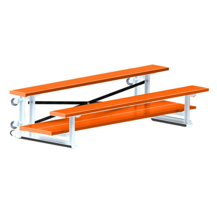 Jaypro Sports Bleacher - 7 - 1/2 ft. (2 Row - Double Foot Plank) - Tip & Roll (Powder Coated) BLDP-275TRGPC - Play and Sync