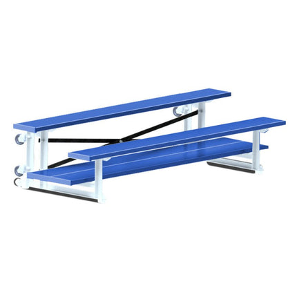 Jaypro Sports Bleacher - 7 - 1/2 ft. (2 Row - Double Foot Plank) - Tip & Roll (Powder Coated) BLDP-275TRGPC - Play and Sync